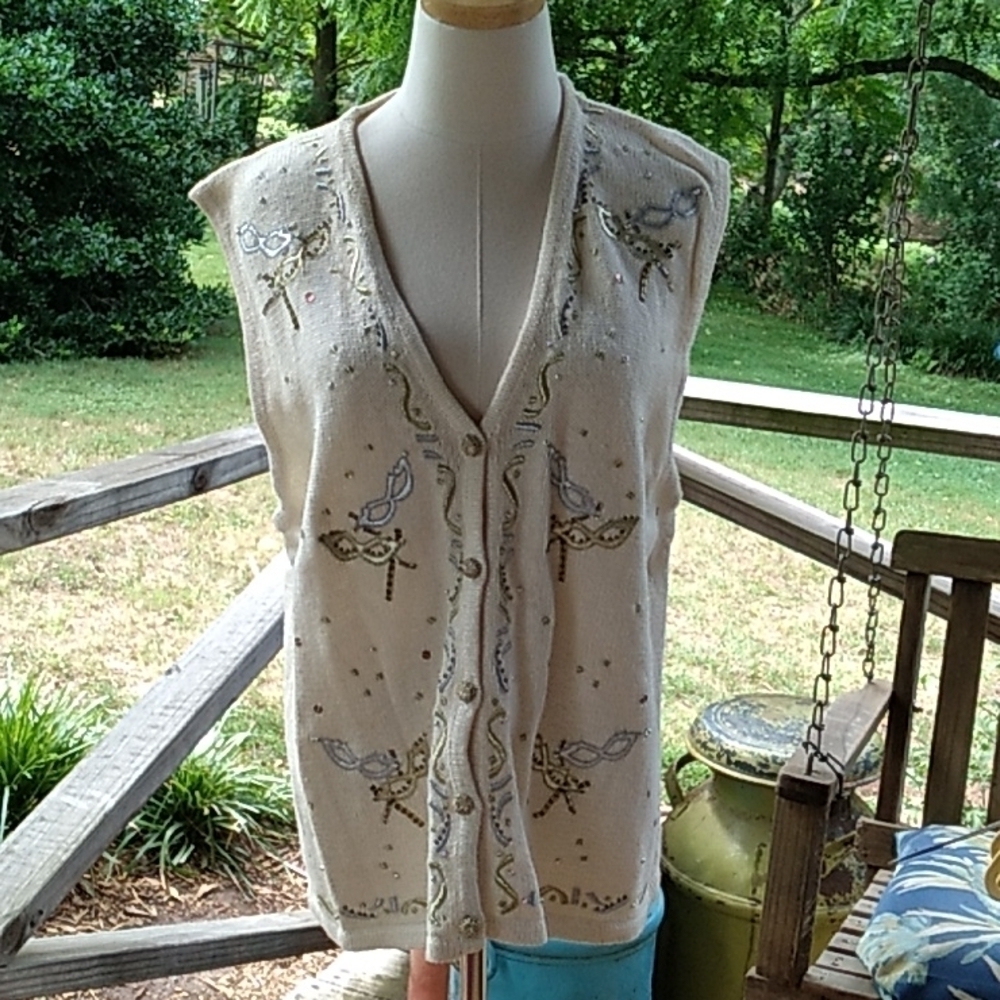 Vintage bobbie brooks XL New Years cardigan sweater vest